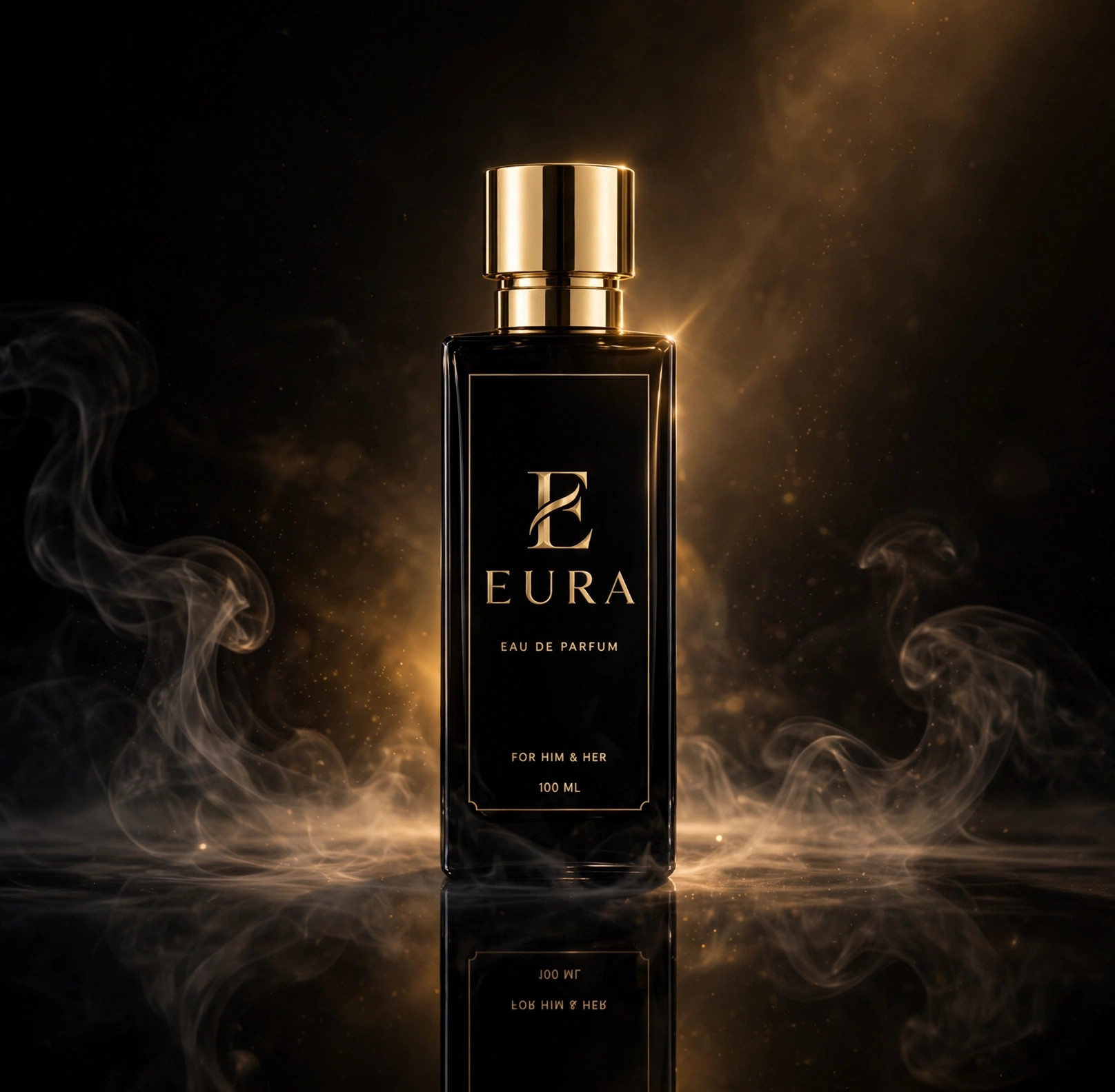 EURA fragrance — black and gold perfume bottle
